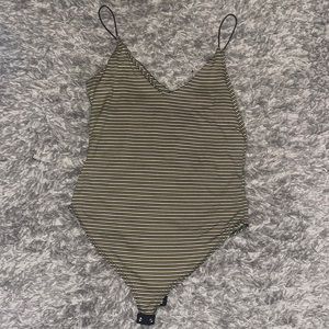 Stripe yellow black and white bodysuit